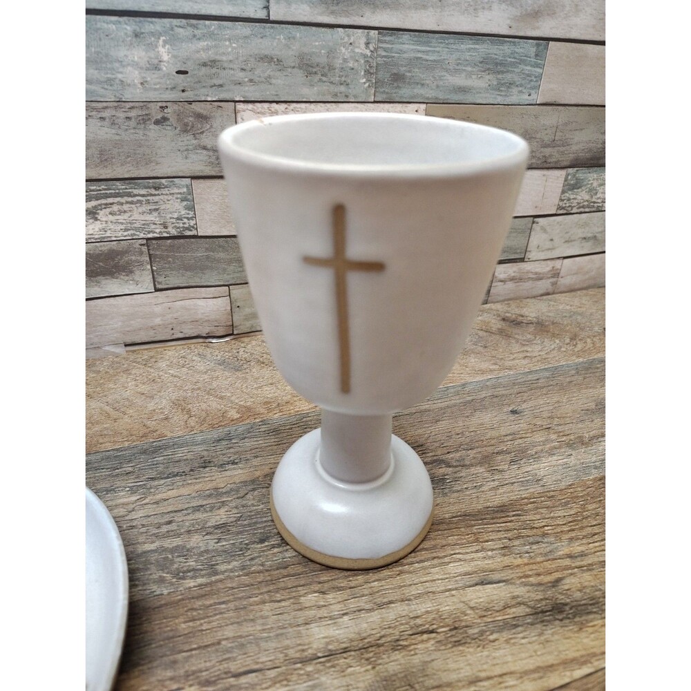 Vintage MCM Marshall Studios Jane & Gordon Martz Pottery Plate Goblet Communion - Picture 6 of 13